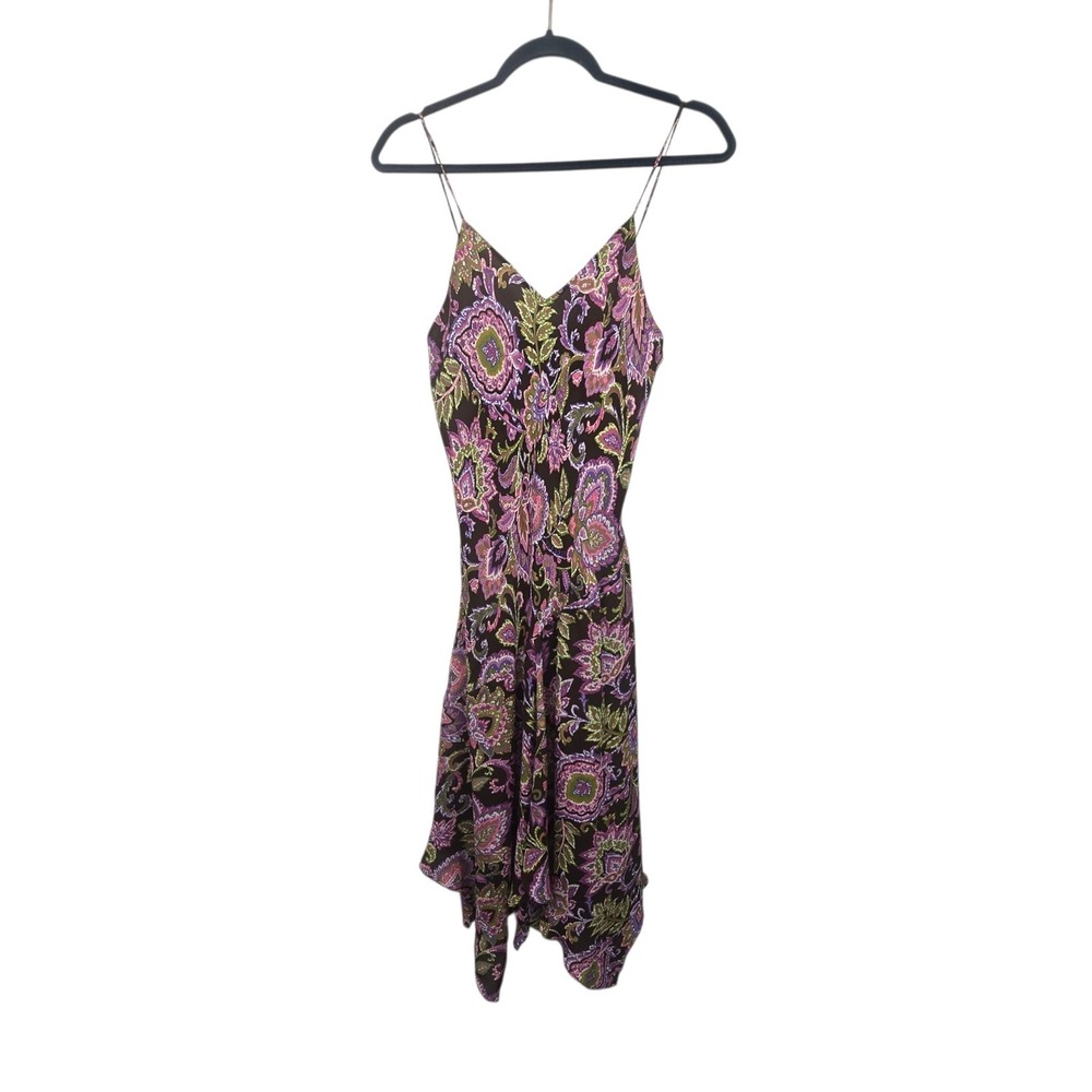 Jones New York Silk Paisley Floral Dress Womens 10 Brown Boho Fairy Whimsigoth